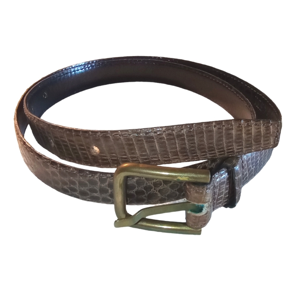 Vintage 90s Calvin Klein Snake Skin Women's Belt Brown Embossed Exotic 28 to 32"